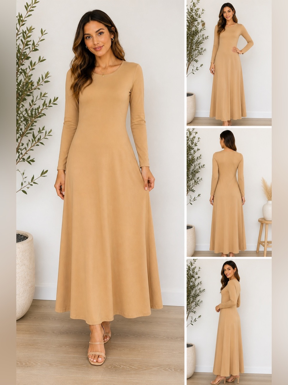 Velied Women's Falak Draped Maxi Dress Long Sleeve Size S NWT